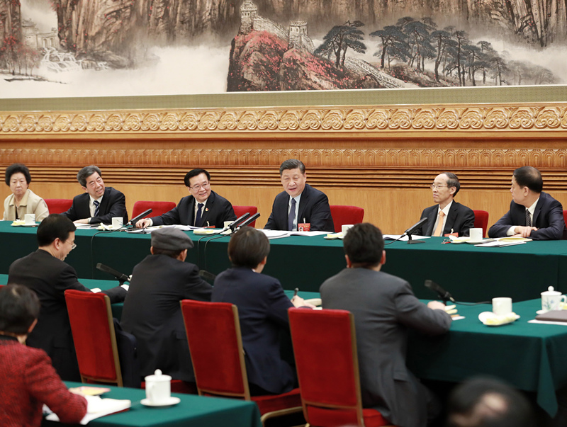 2019年3月8日，习近平总书记参加十三届全国人大二次会议河南代表团的审议。