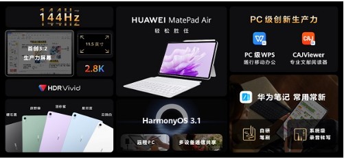 华为平板新系列MatePad Air 首款轻生产力旗舰正式发布(图2)