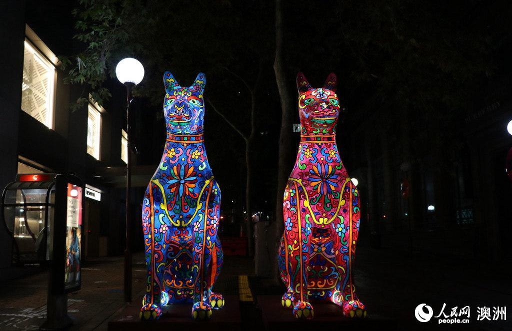 位于悉尼市中心街道的狗型花灯 （摄影 何佳静）