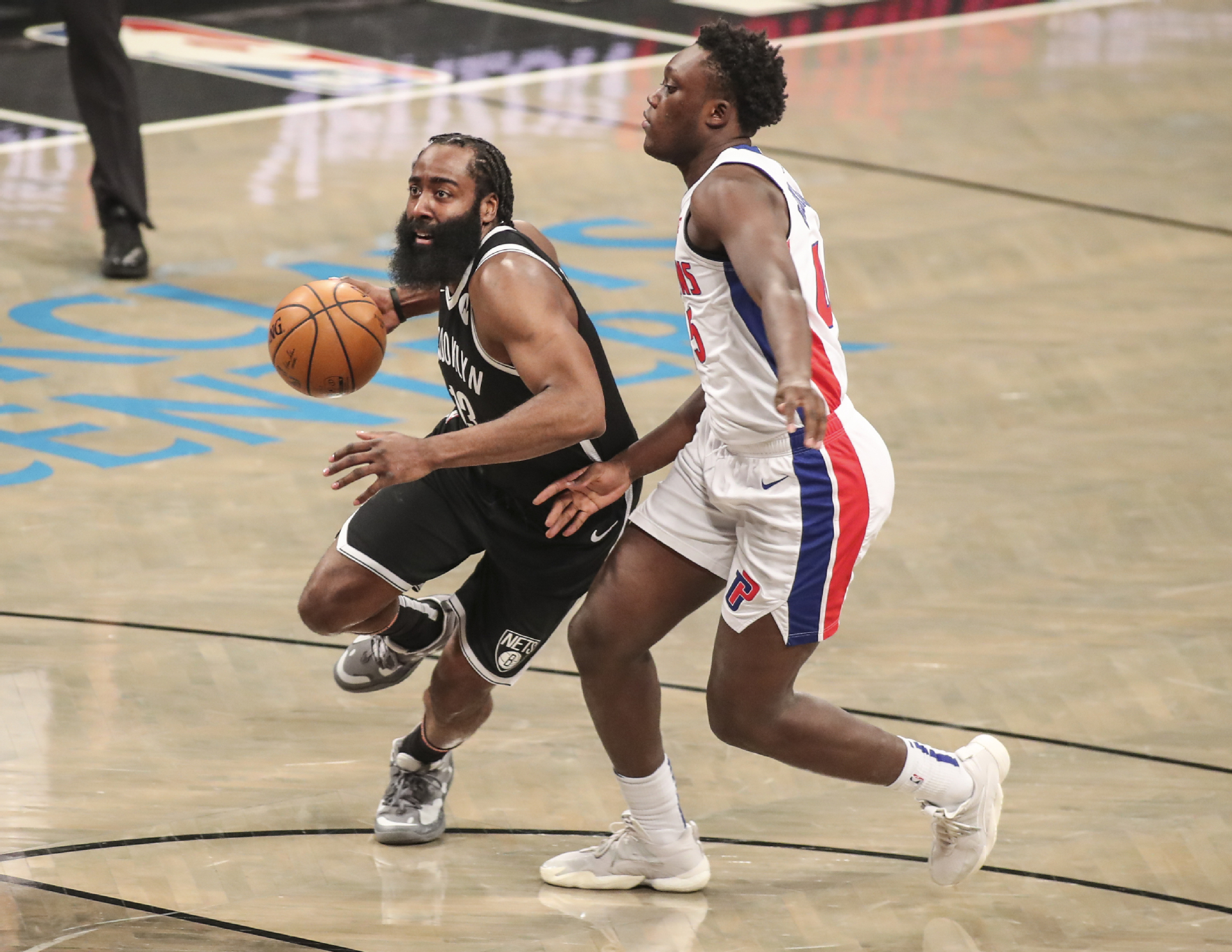 A general view of the shoes worn by RJ Barrett of the New York