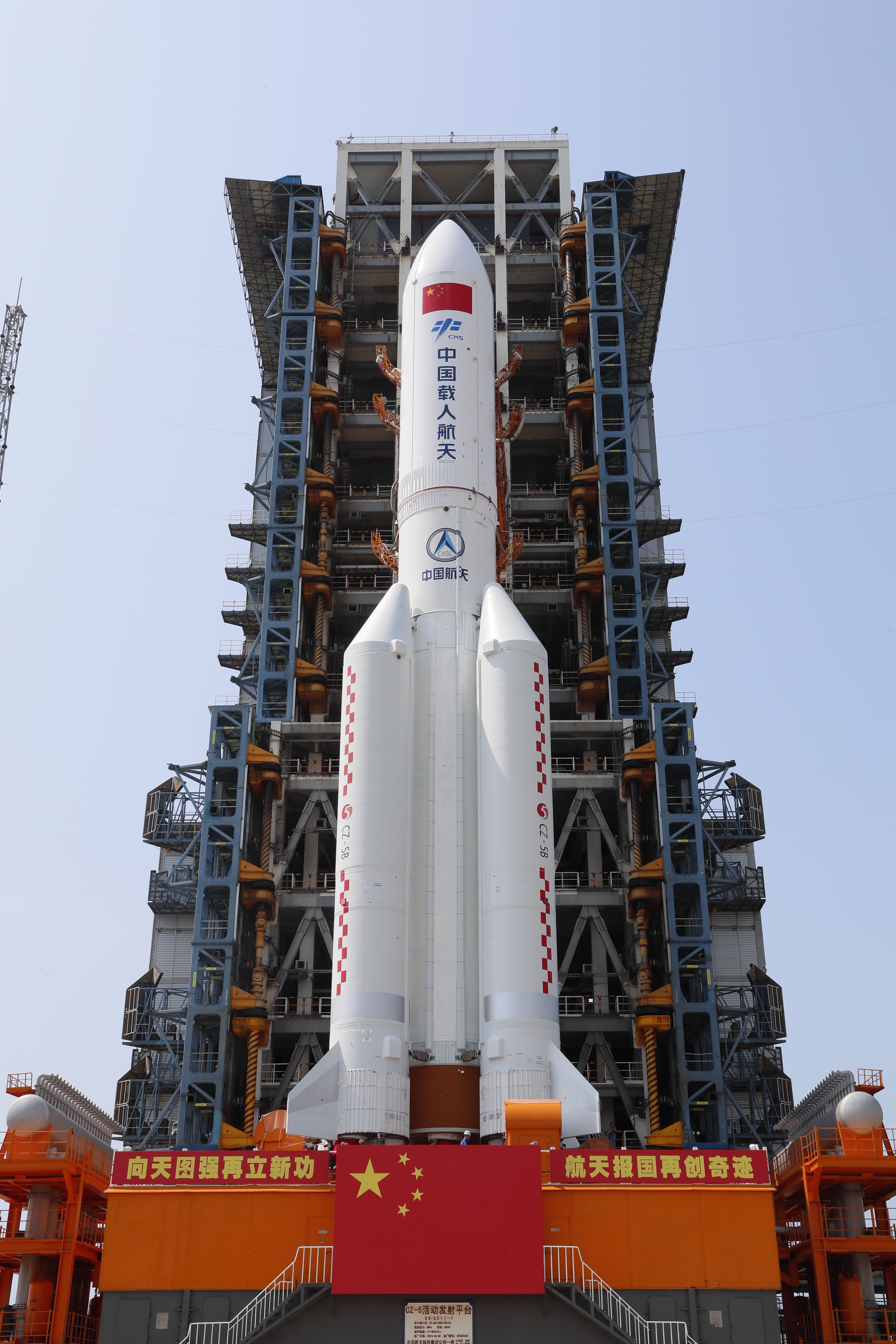 Rocket to lift space station core moves to launch tower