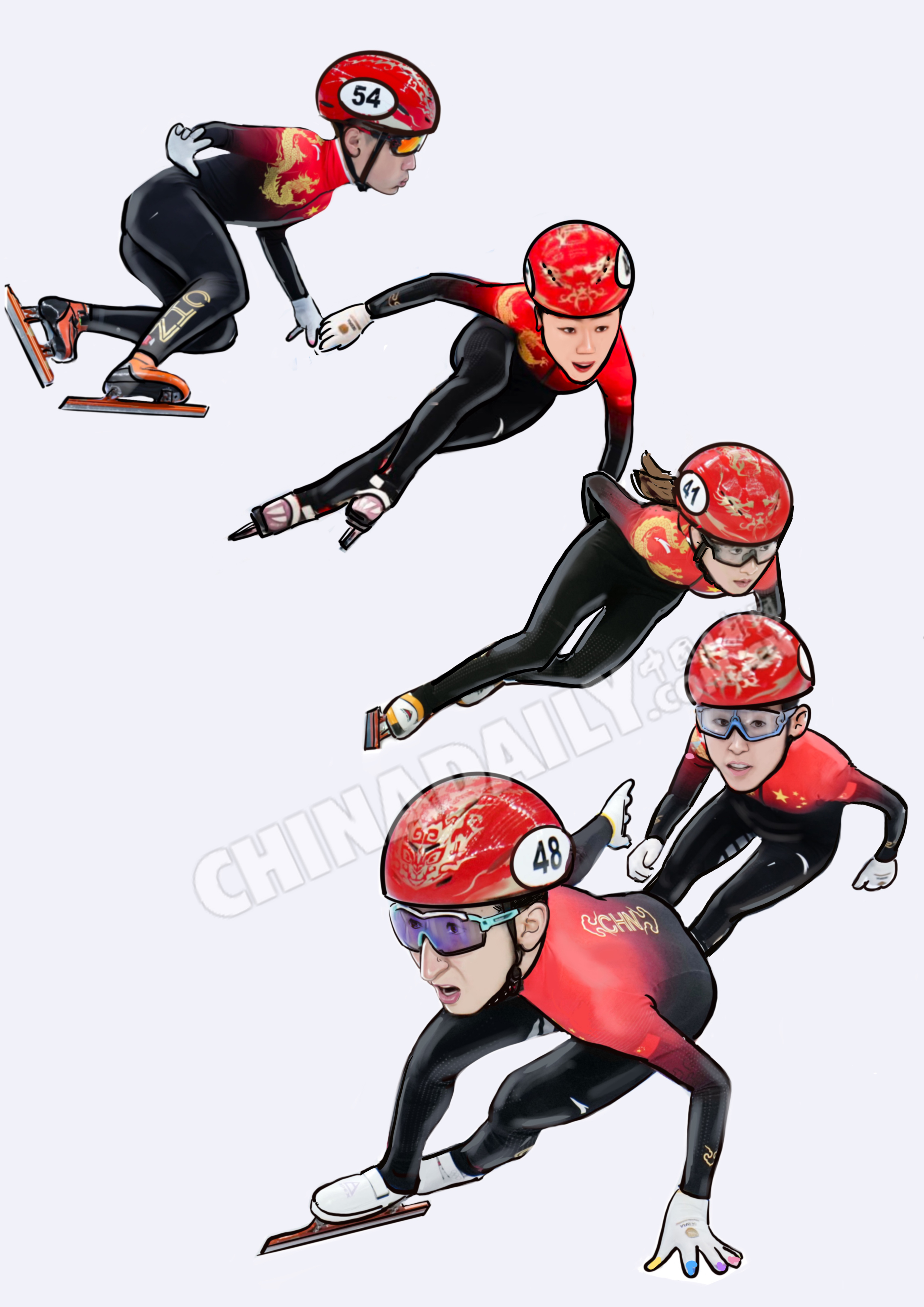 北京冬奥会速滑卡通图片