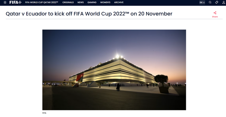卡塔尔世界杯将于11月20日开赛 比原计划提前一天