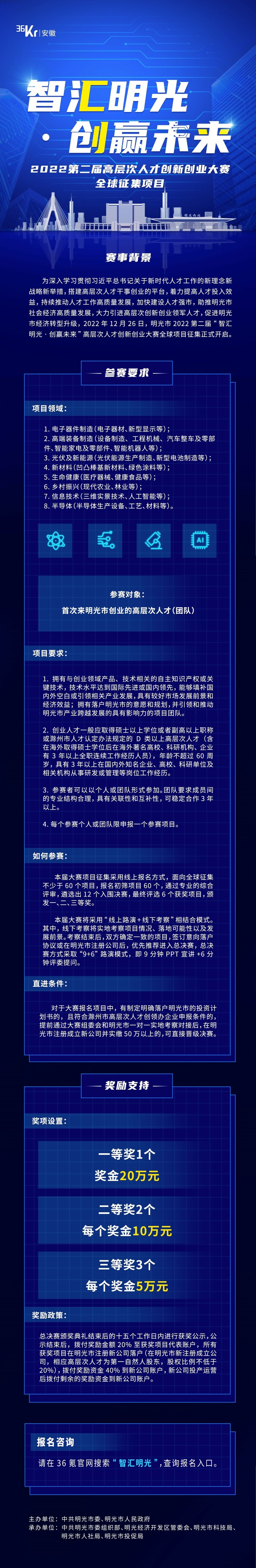 2022第二届“智汇明光创赢未来”高层次人才创新创业大赛开启全球项目征集