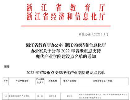 温州大学化材学院成功获批浙江省现代产业学院