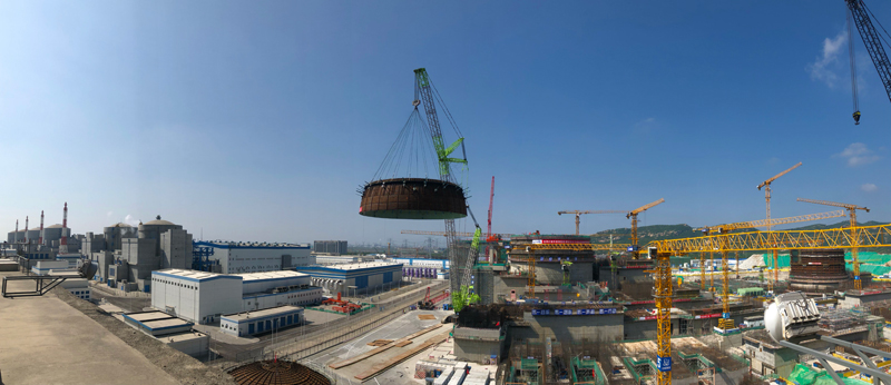田湾核电7号机组穹顶球带吊装作业。受访者供图