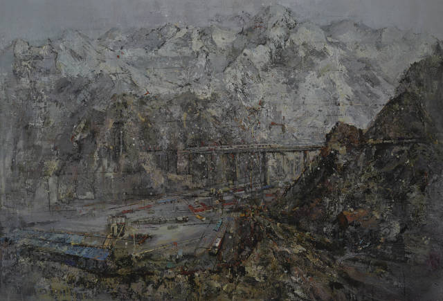 《援疆艺记·雪域天路》 布面油画 190x130cm 2022年