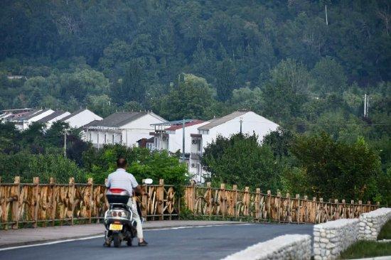 村民行驶在西安市鄠邑区蔡家坡村的乡间道路上。（新华社记者 张斌 摄）