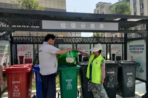 马山镇开展“垃圾分类投放点桶边引导”志愿服务活动